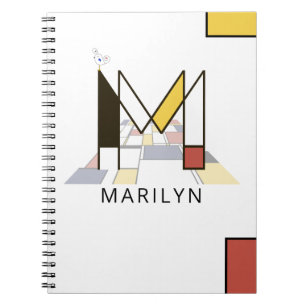 Unique Neoplasticism Style Monogram. Letter M Notebook