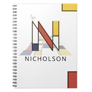 Unique Neoplasticism Style Monogram. Letter N Notebook