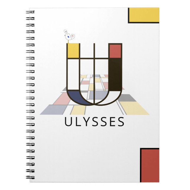 Unique Neoplasticism Style Monogram. Letter U Notebook (Front)