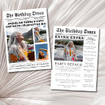 Unique newspaper 80th Birthday photo Invitation<br><div class="desc">Celebrate in style with this unique newspaper themed eighty birthday photo invitation! The front page features bold headlines and customisable photos of the birthday star, styled like a real news article. The back includes space for a personalised photo, party activities, date, and RSVP details, bringing fun, flair, and a touch...</div>