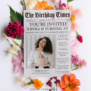 Unique Newspaper Birthday Party Invitation