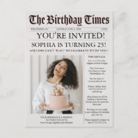 Unique Newspaper Birthday Party Invitation
