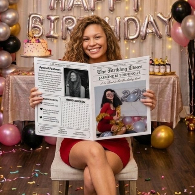 Unique Newspaper Birthday Program Infographic Invitation (Creator Uploaded)