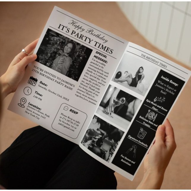 Unique Newspaper Birthday Program Infographic Invitation (Creator Uploaded)