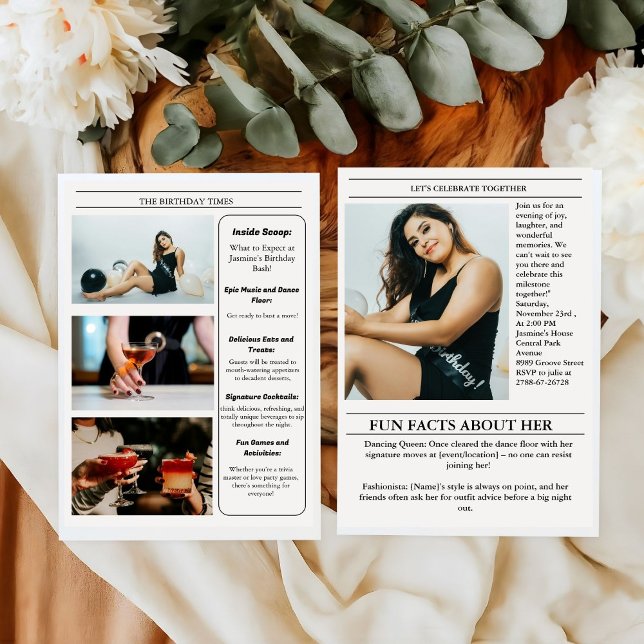 Unique Newspaper Birthday Program Infographic Invitation (Creator Uploaded)