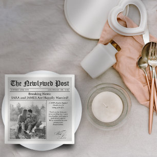 Unique Newspaper Fun Facts Photo Wedding Napkins