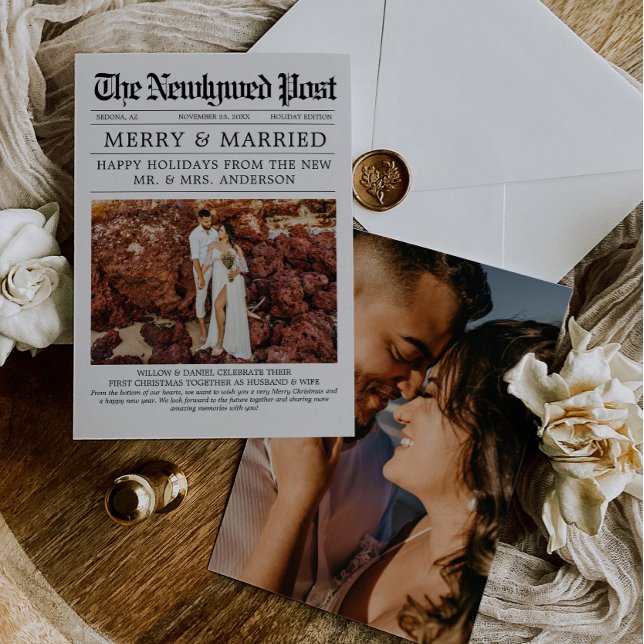 Unique Newspaper Merry and Married Christmas Card (Creator Uploaded)