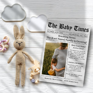 Unique Newspaper Photo Aesthetic Baby Shower Invitation