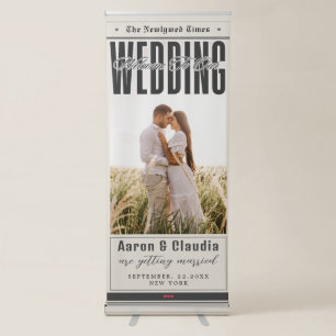 Unique Newspaper Theme Photo Wedding Welcome  Retractable Banner