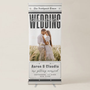 Unique Newspaper Theme Photo Wedding Welcome  Retractable Banner