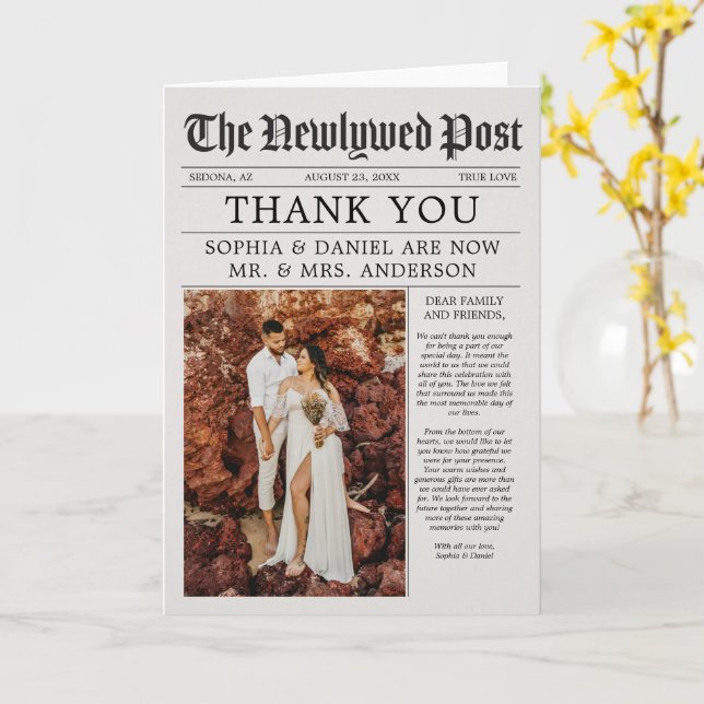 Personalised Wedding Thank You Card With Custom - View #4