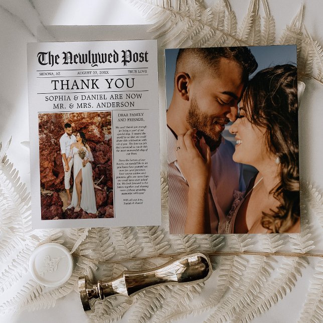 Unique Newspaper Wedding Thank You Card (Creator Uploaded)