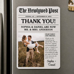 Unique Newspaper Wedding Thank You Magnet