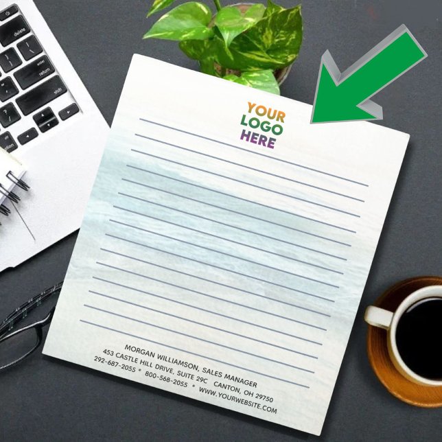 Unique Ocean Background Corporate Logo Lined     Notepad (Creator Uploaded)