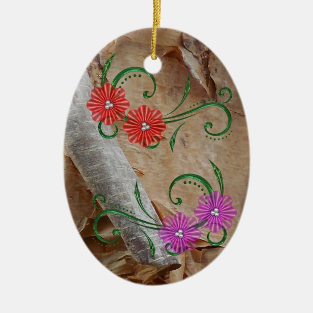 Unique Ojibwe Floral Pattern Christmas Decorations (Front)