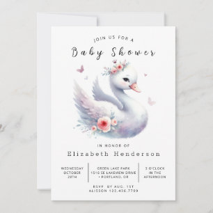 Unique Online Swan Baby Shower Invitation