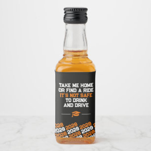 Unique Orange & Black Graduation Mini Liquor Bottle Label