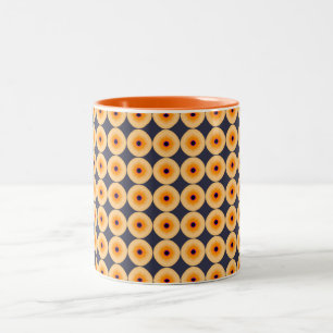 Unique Orange Blue Yellow Polka Dot Pattern Two-Tone Coffee Mug