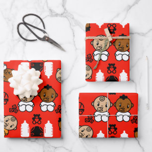 Unique Orange New Baby Gift Wrapping Paper Sheet