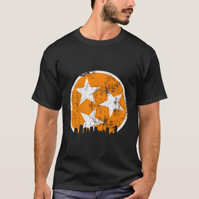 Unique Orange White Tennessee State Flag Nashville T-Shirt (Front)