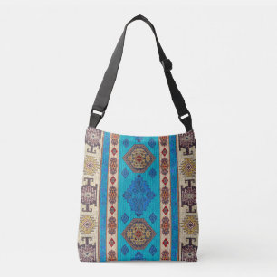 Unique Oriental Antique Blue Beige Kilim Crossbody Bag