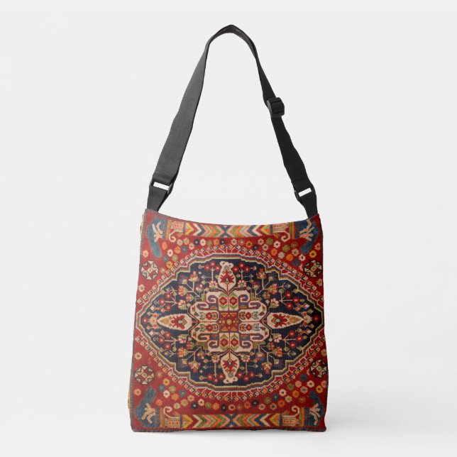 Unique Oriental Antique Red Rug Kilim  Crossbody Bag (Front)