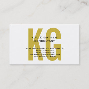 Unique Original Classic Gold Colour Monogram White Business Card