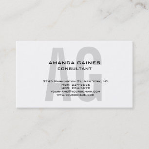 Unique Original Classical Grey Monogram White Business Card