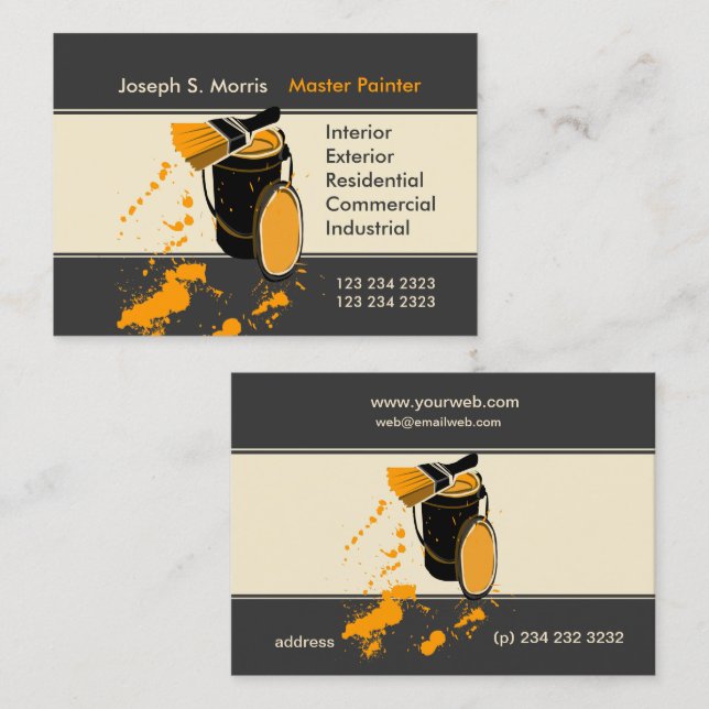 Unique Original Gold Paint Painting Artist Business Card (Front/Back)