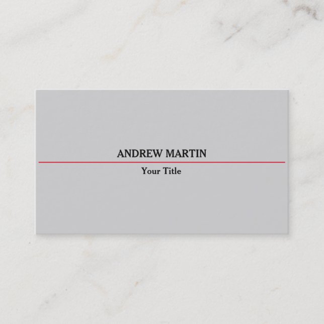 Unique Original Plain Minimalist Red Grey Business Card (Front)