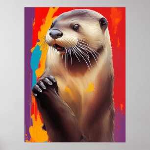 Unique Otter Art Painting - Adorable Otter Praying Poster