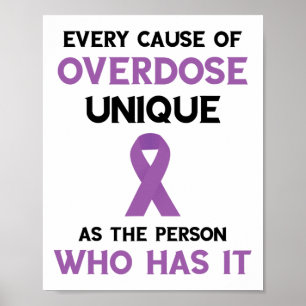 Unique Overdose Cause Purple Ribbon Overdose Aware Poster