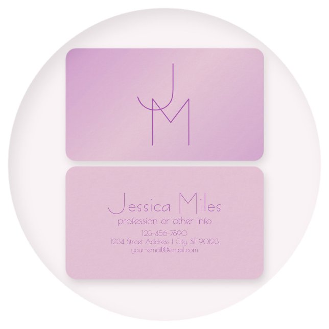 Unique Overlapping Monogram | Soft Lavender Pink Business Card (Creator Uploaded)
