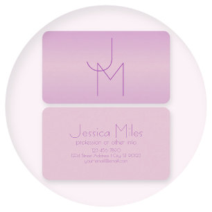 Unique Overlapping Monogram   Soft Lavender Pink Business Card