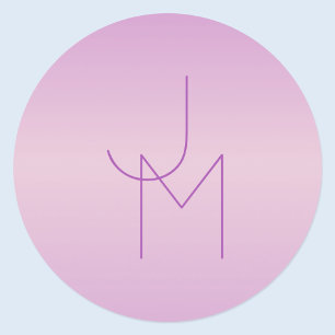 Unique Overlapping Monogram Soft Lavender Pink Classic Round Sticker