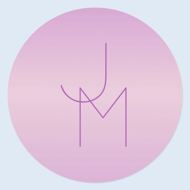 Unique Overlapping Monogram | Soft Lavender Pink Classic Round Sticker (Creator Uploaded)