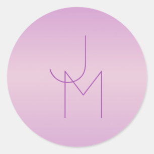 Unique Overlapping Monogram   Soft Lavender Pink Classic Round Sticker