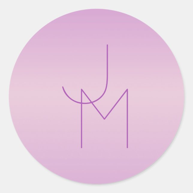 Unique Overlapping Monogram | Soft Lavender Pink Classic Round Sticker (Front)