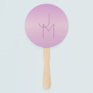Unique Overlapping Monogram Soft Lavender Pink Hand Fan