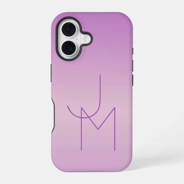 Unique Overlapping Monogram | Soft Lavender Pink iPhone 16 Case (Back)