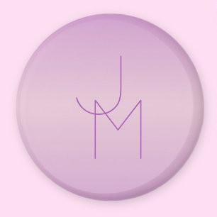 Unique Overlapping Monogram Soft Lavender Pink Magnet