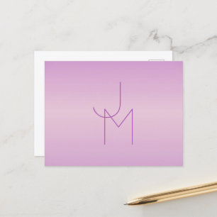 Unique Overlapping Monogram   Soft Lavender Pink Postcard