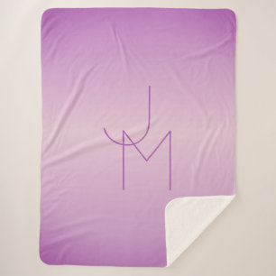 Unique Overlapping Monogram Soft Lavender Pink Sherpa Blanket