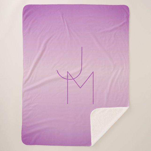 Unique Overlapping Monogram | Soft Lavender Pink Sherpa Blanket (Front)