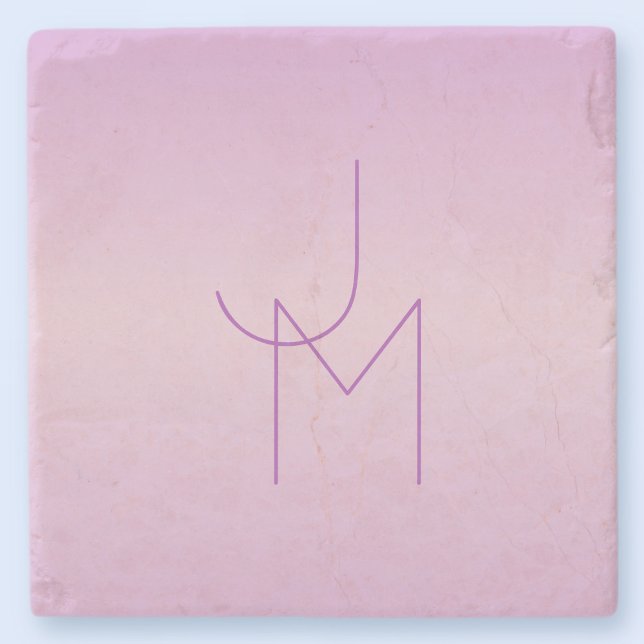 Unique Overlapping Monogram | Soft Lavender Pink Stone Coaster (Creator Uploaded)