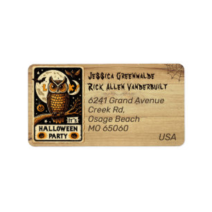 Unique Owl Halloween theme artsy custom address Label