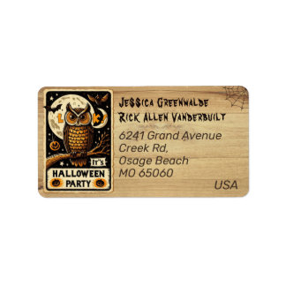 Unique Owl Halloween theme artsy custom address Label