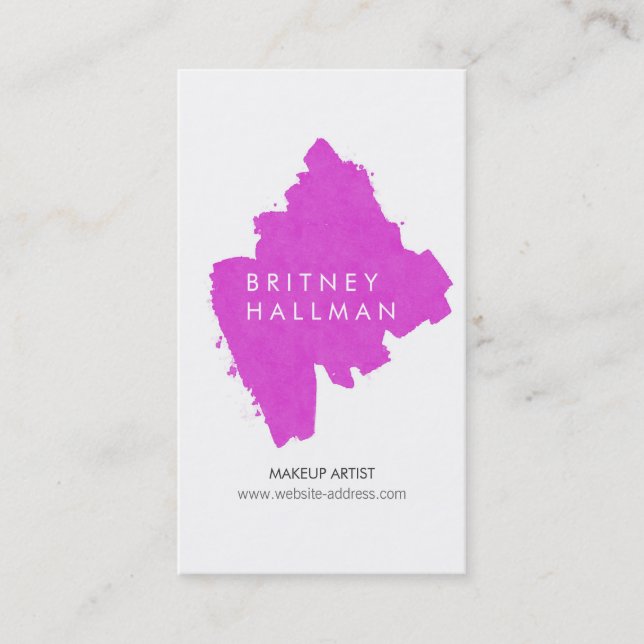 Unique Painted Logo for Makeup Artists, Beauty Business Card (Front)