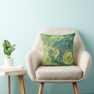 Unique Painting Abstract Green Cotton Cushion