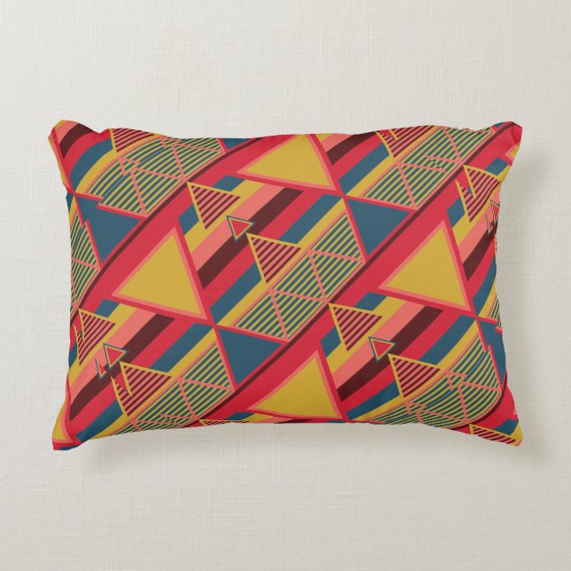 Unique Pan African Colourful Triangle Pattern Decorative Cushion (Front)
